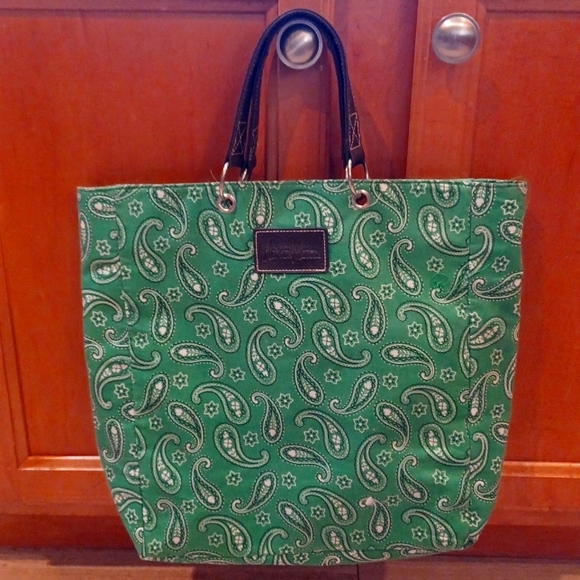 Neiman Marcus Handbags - Neiman Marcus Green Paisley Tote Bag